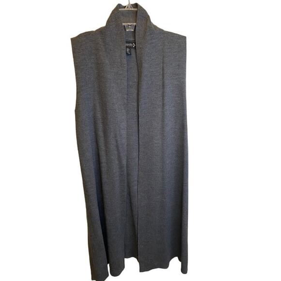 NANETTE LEPORE Sweater Vest SMALL Long Duster Merino Blend Side Zipper Charcoal - Picture 1 of 6